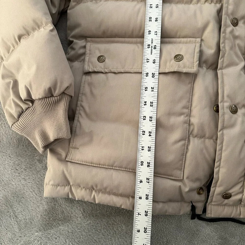 Vintage Eddie Bauer Down Filled Puffer Coat Tan Men's LARGE *no hood* USA Made